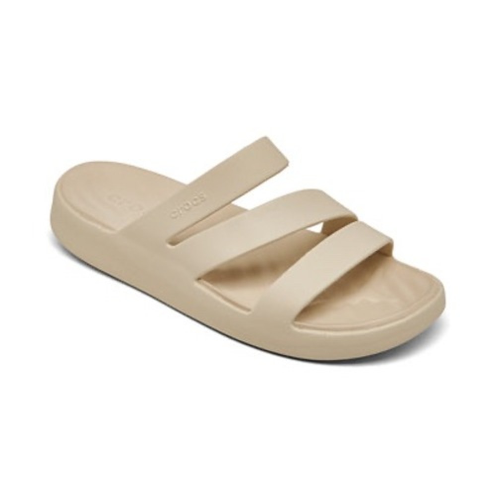 Crocs Brooklyn Three-Strap Slide Bone Beige Platform Sandals Womens 7 209405-2Y2
